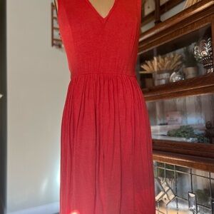 Anthropologie Tracy Reese red knit sleeveless dress size small with pockets